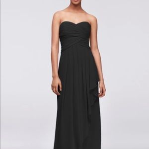 Extra Length Strapless Crinkle Chiffon Dress